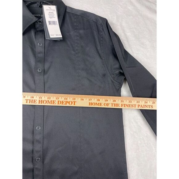 NWT Kenneth Cole New York Men's Snap Button-Up Shirt Size S Black Solid Stretch - Picture 13 of 15